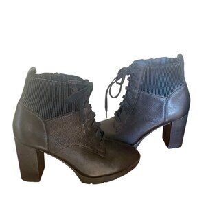 Corso Como Lace Up Blac Leather Ankle Boot